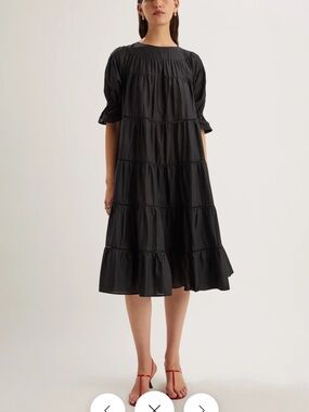 PARADIS DRESS Black Tiered Midi Dress